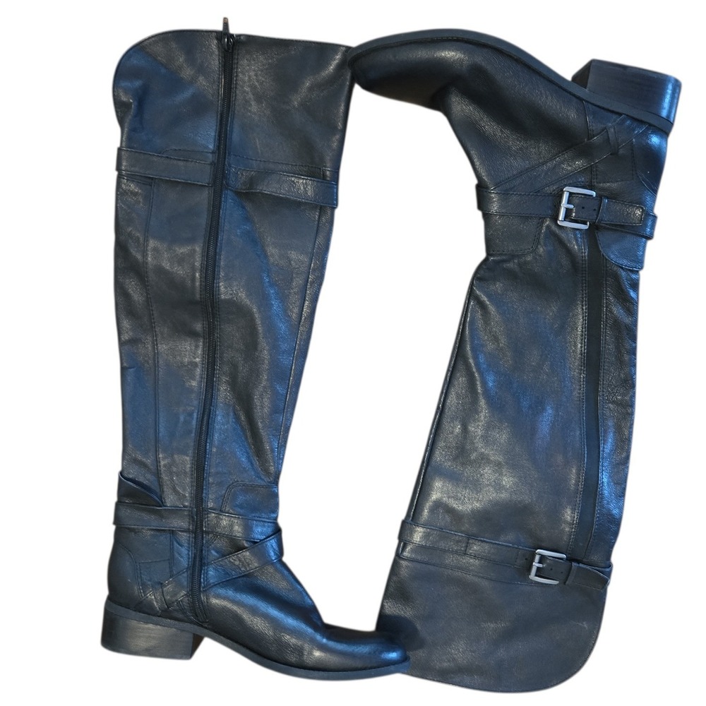 Nine West Black Leather Knee High Riding Boots Size‎ 10